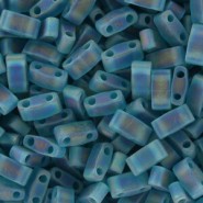 Miyuki half tila 5x2.4mm beads - Matted transparent teal ab HTL-2405FR